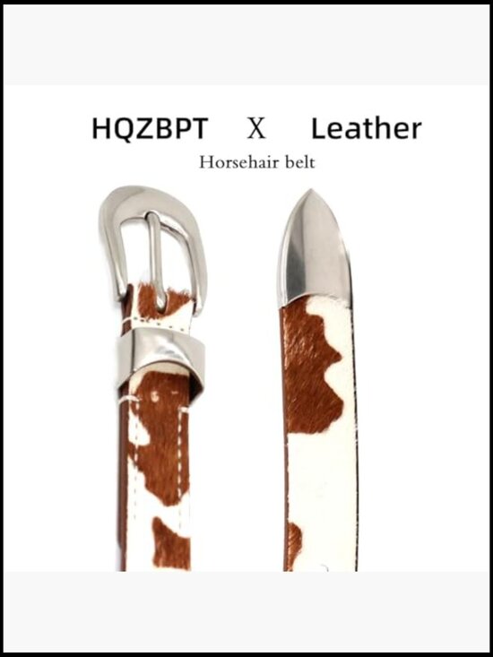 Genuine Cowhide Leather Belt with Horsehair Pattern Western Style main image 5
